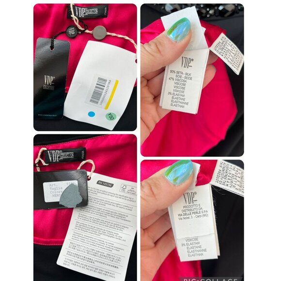 VPD Collection Black Beaded Cocktail Dress Size 46 (US 10) Made In Italy (NWT) - Picture 11 of 12